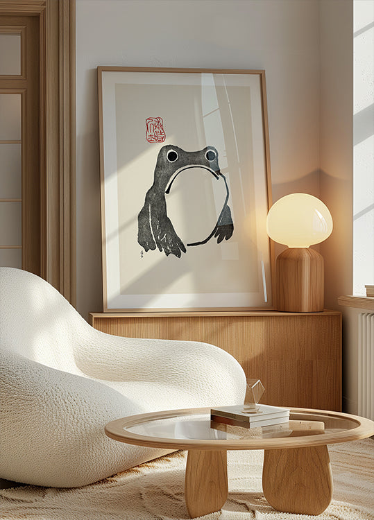 Grumpy Frog I Black Poster