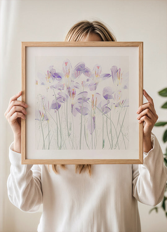 Crocuses in the grass Poster