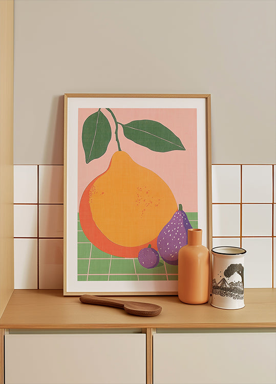 Fruit Illustration Pear and Figs Poster