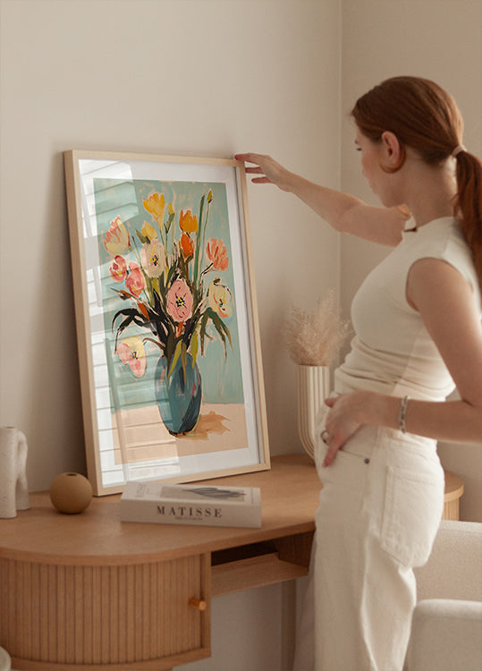 Colorful Flowers in Vase Poster