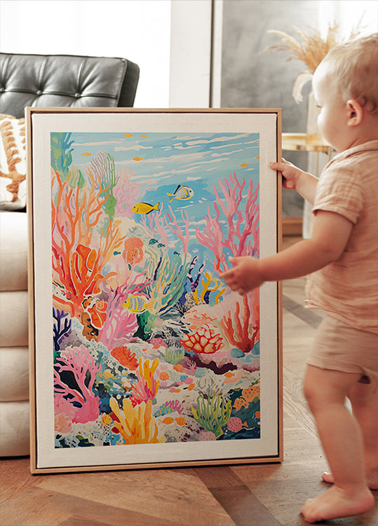 Colorful Coral Reef Ocean Scene Poster