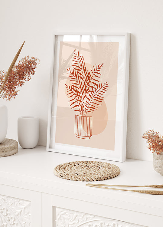 Red Cane Palm in a Pot Poster