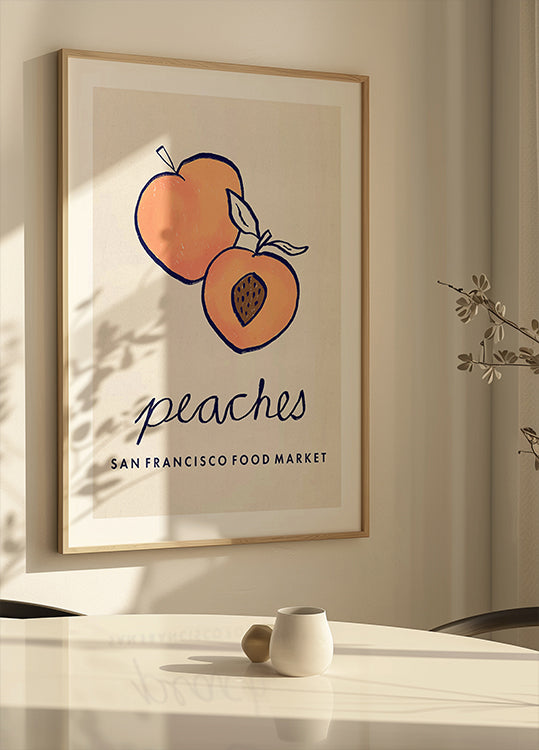 Food Art - Peaches San Francisco Food Market Poster