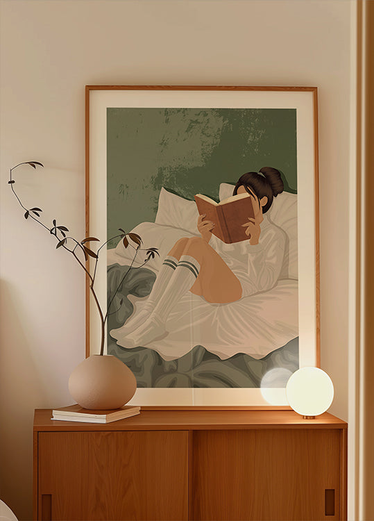 Cozy Reading in Bed Poster