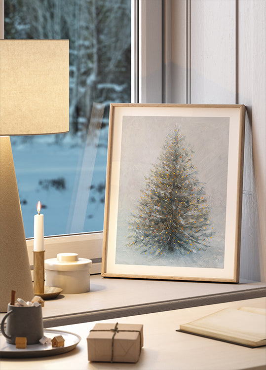 Christmas Tree  In Snow Poster