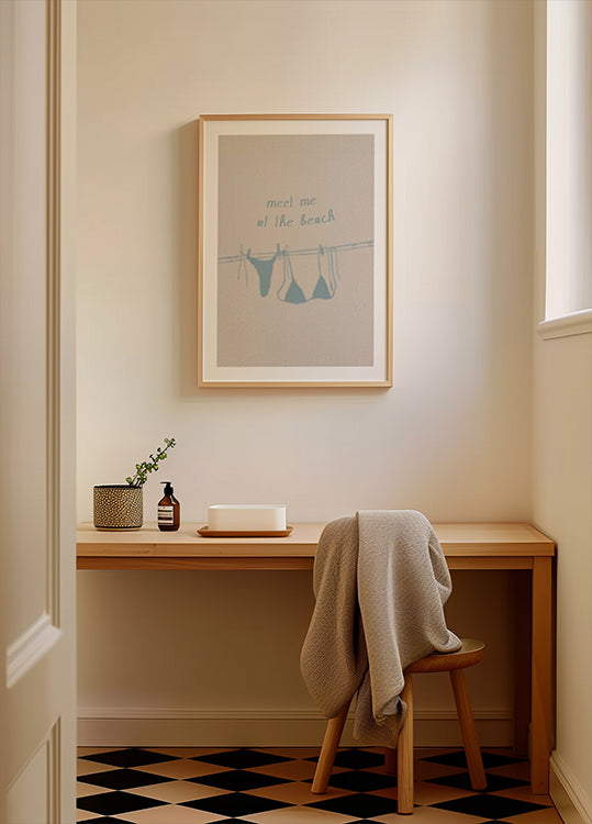 Meet Me at the Beach, Minimalist Summer Shadow Poster