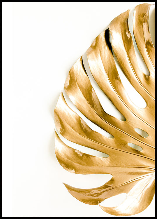 Gold Monstera Leaf Poster