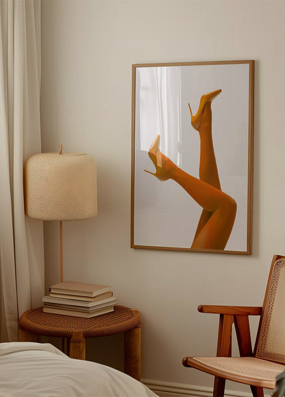 Orange Heels In Air Poster