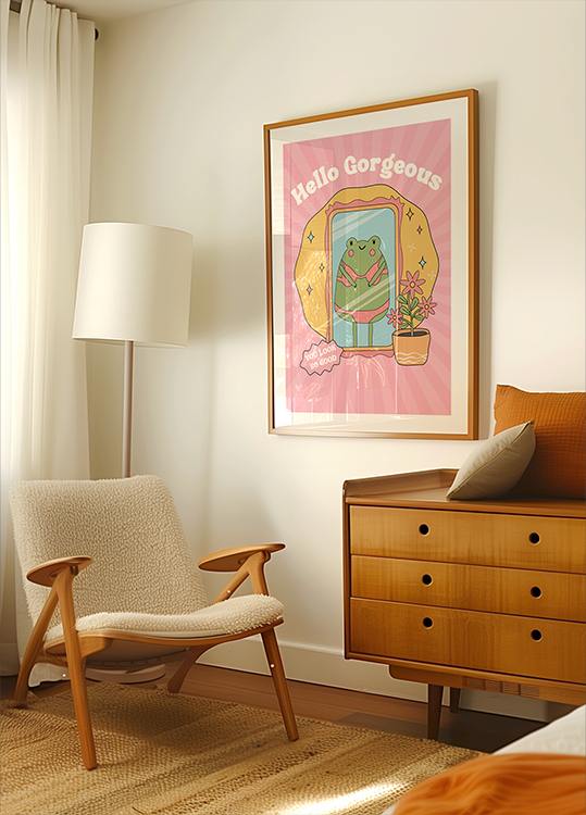 Hello Gorgeous Frog Poster
