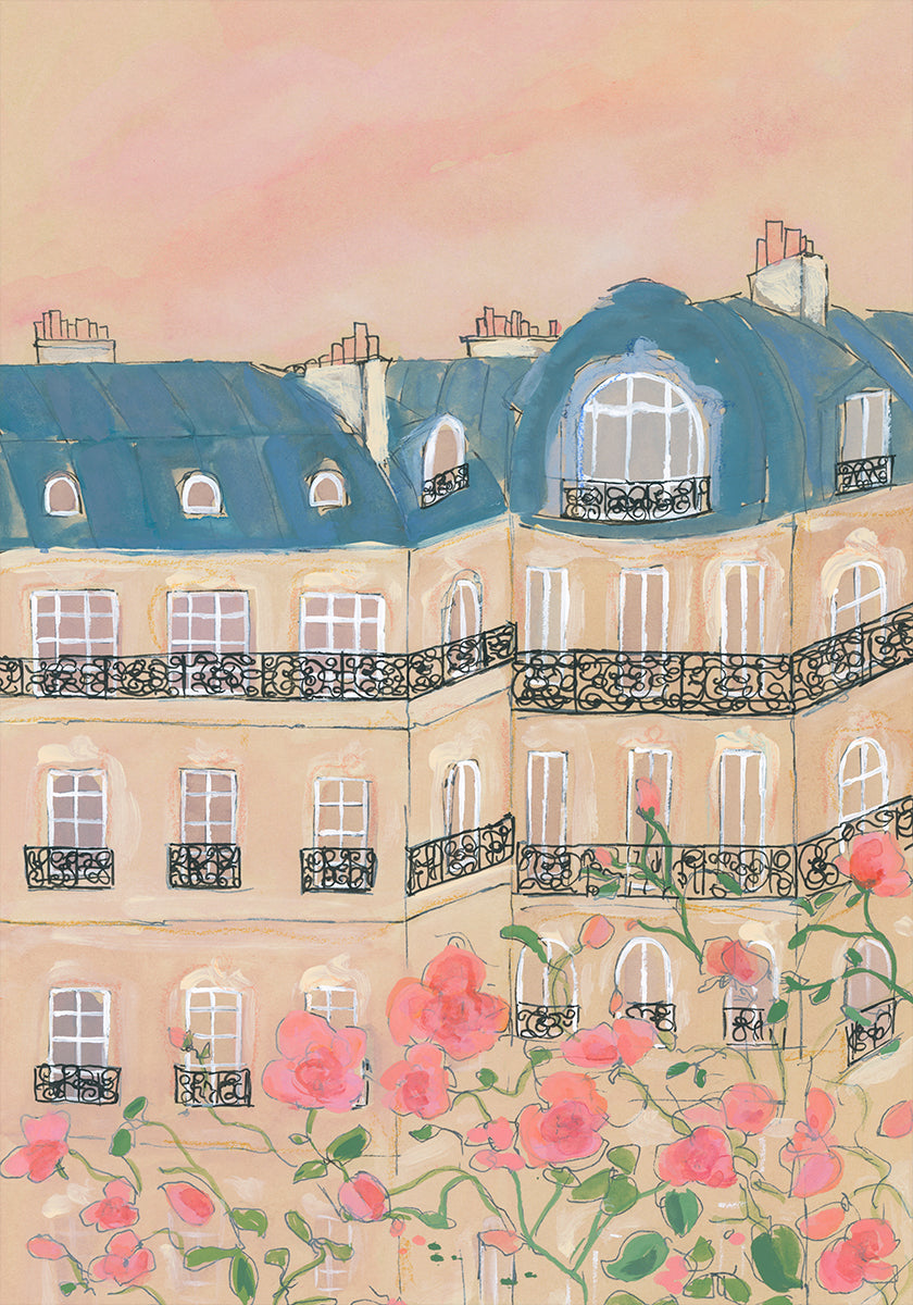 Sunset Over Paris Buildings