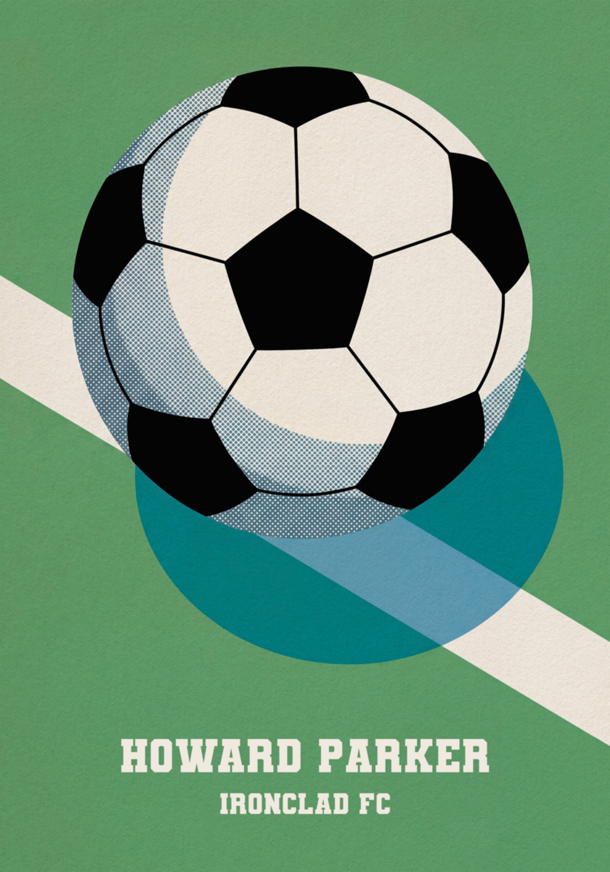 Retro Soccer Poster with Black and White Ball