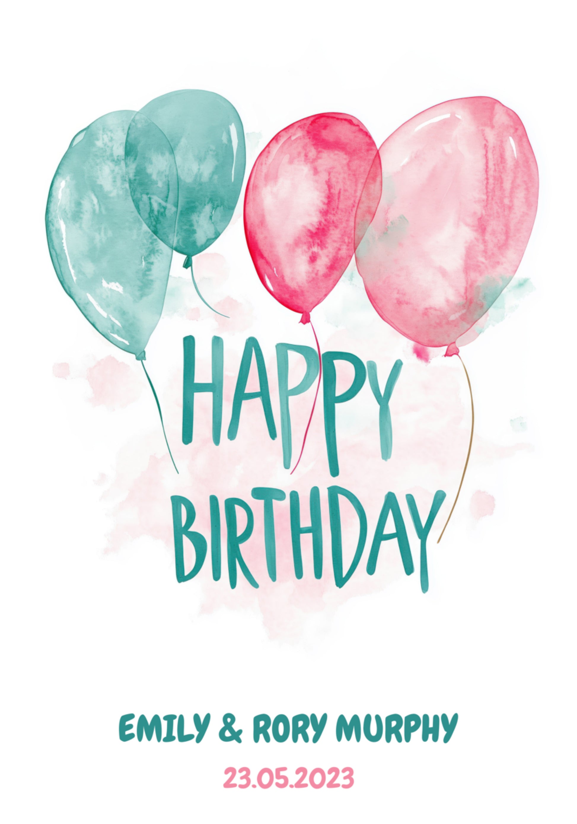 Happy Birthday Watercolor Balloons Poster