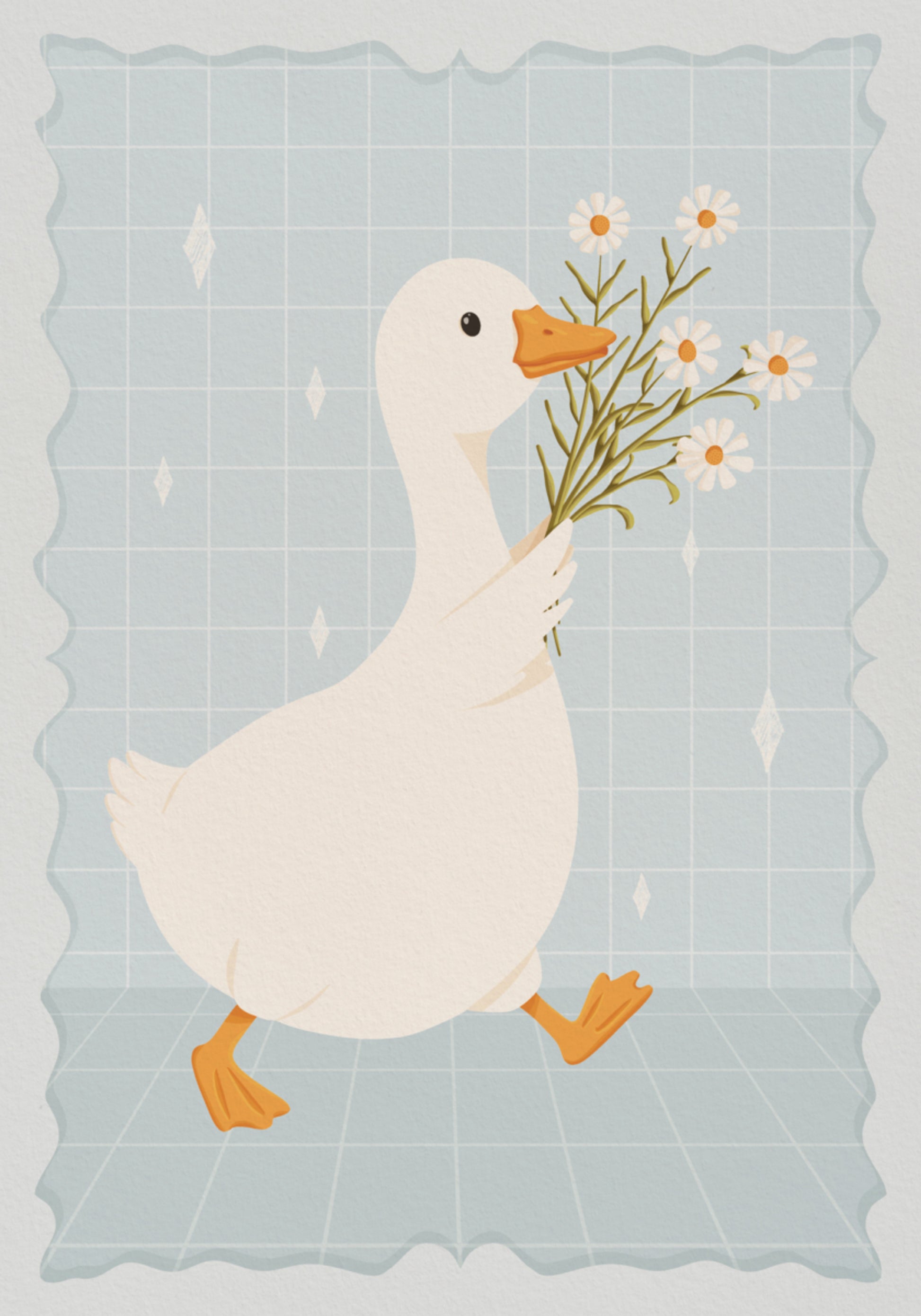 Cute Duck with Daisies