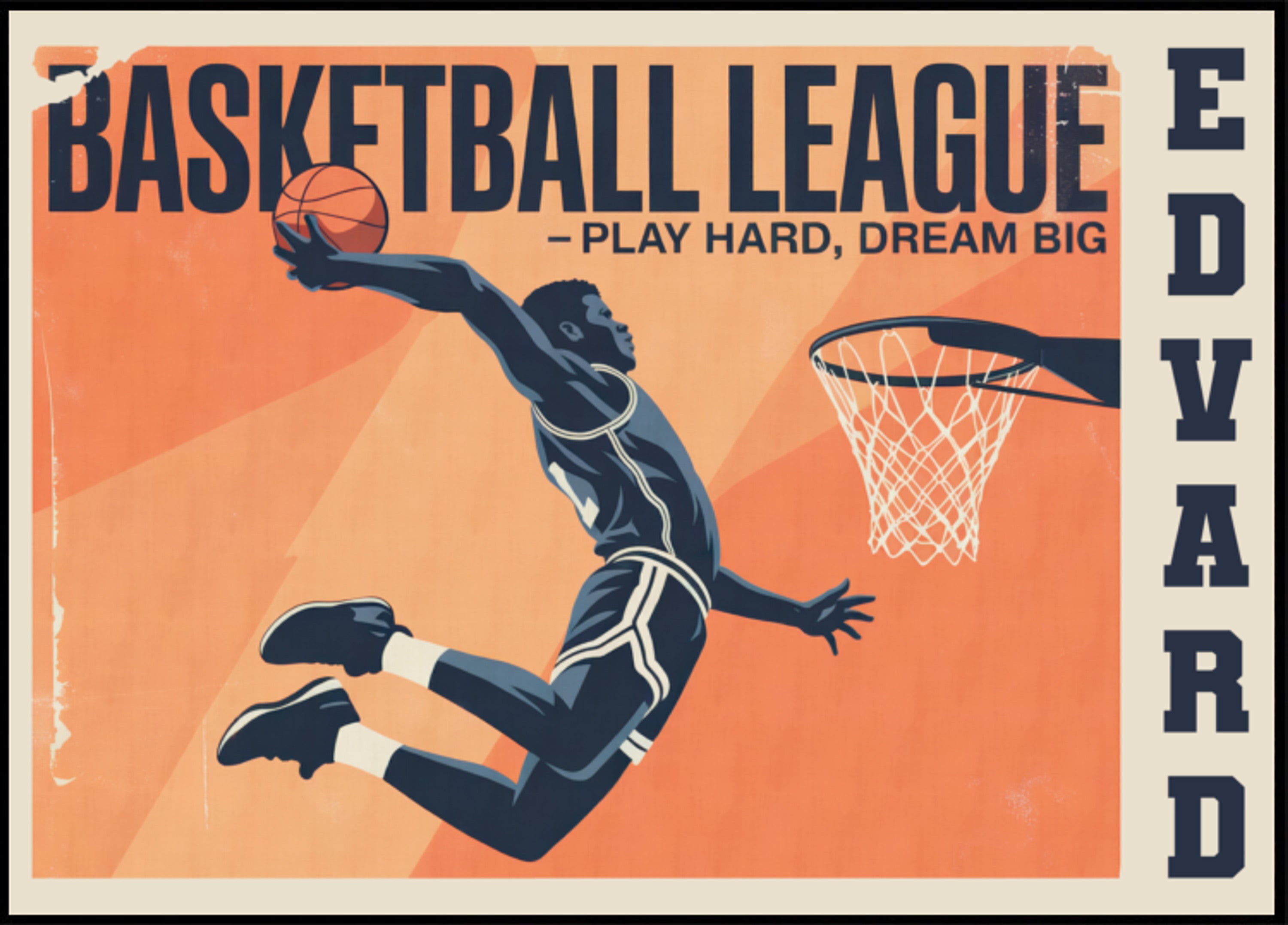 Vintage Basketball League Poster