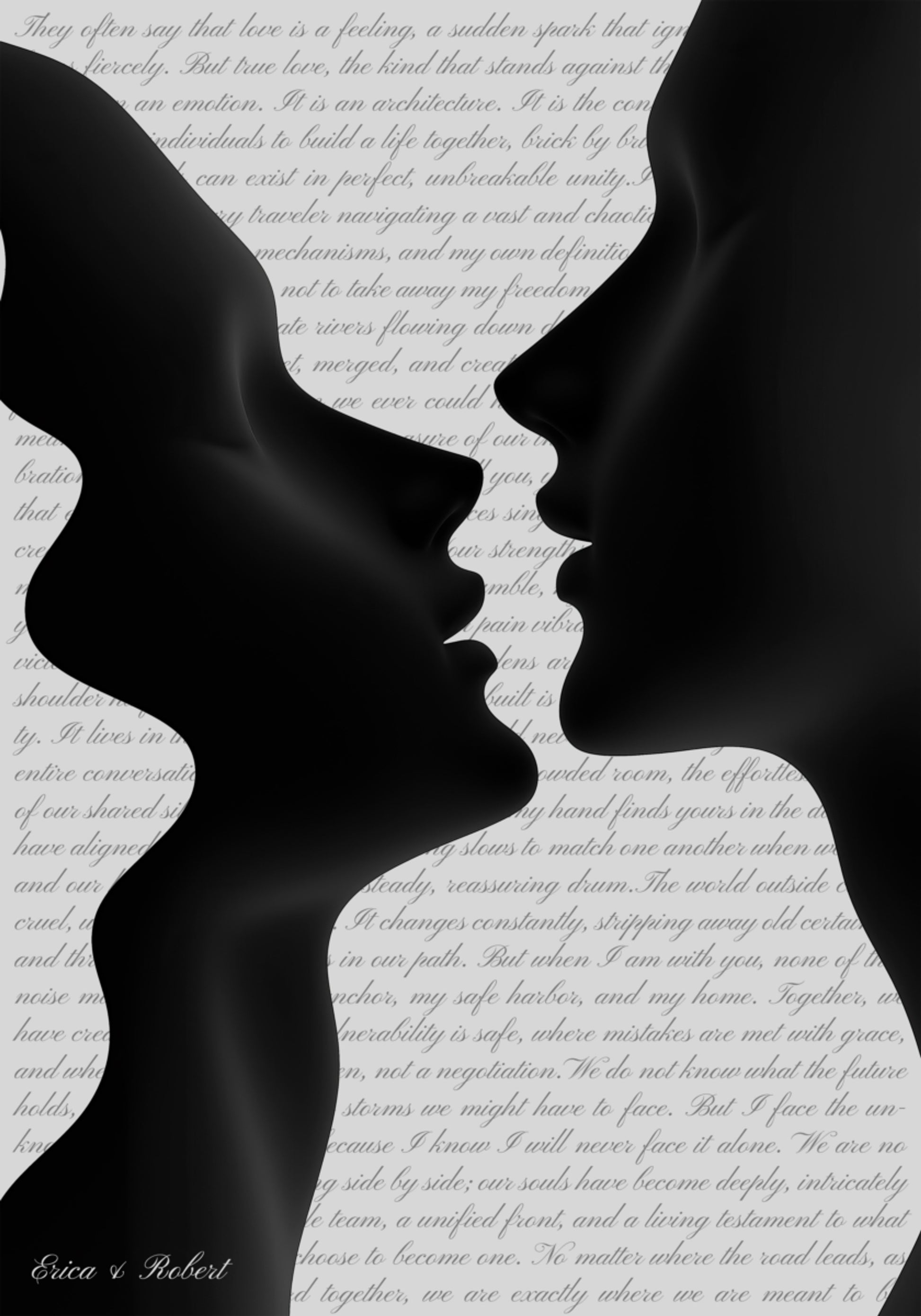 Personalized Silhouetted Couples Embrace