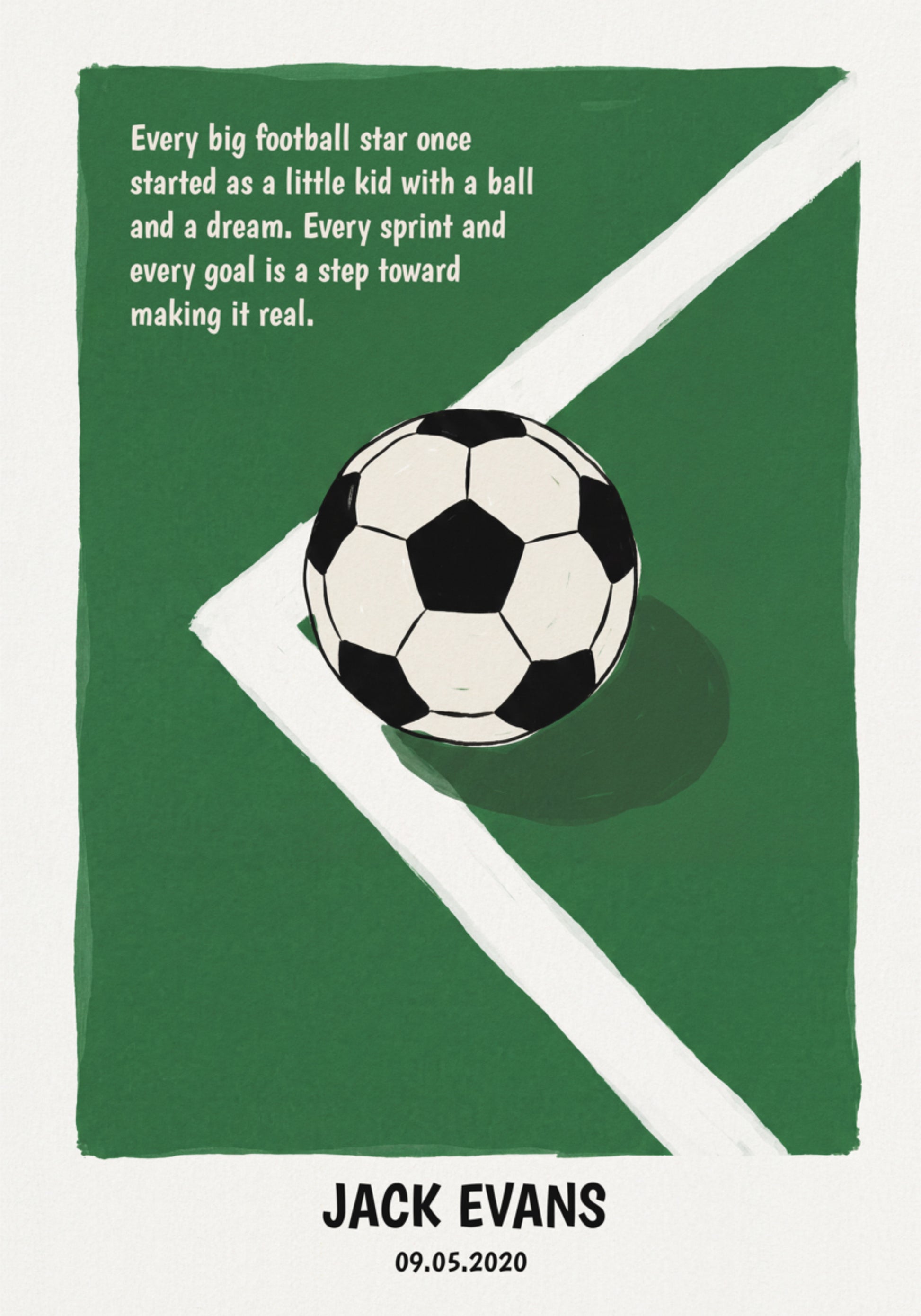 Inspirational Football Quote with Soccer Ball on Field