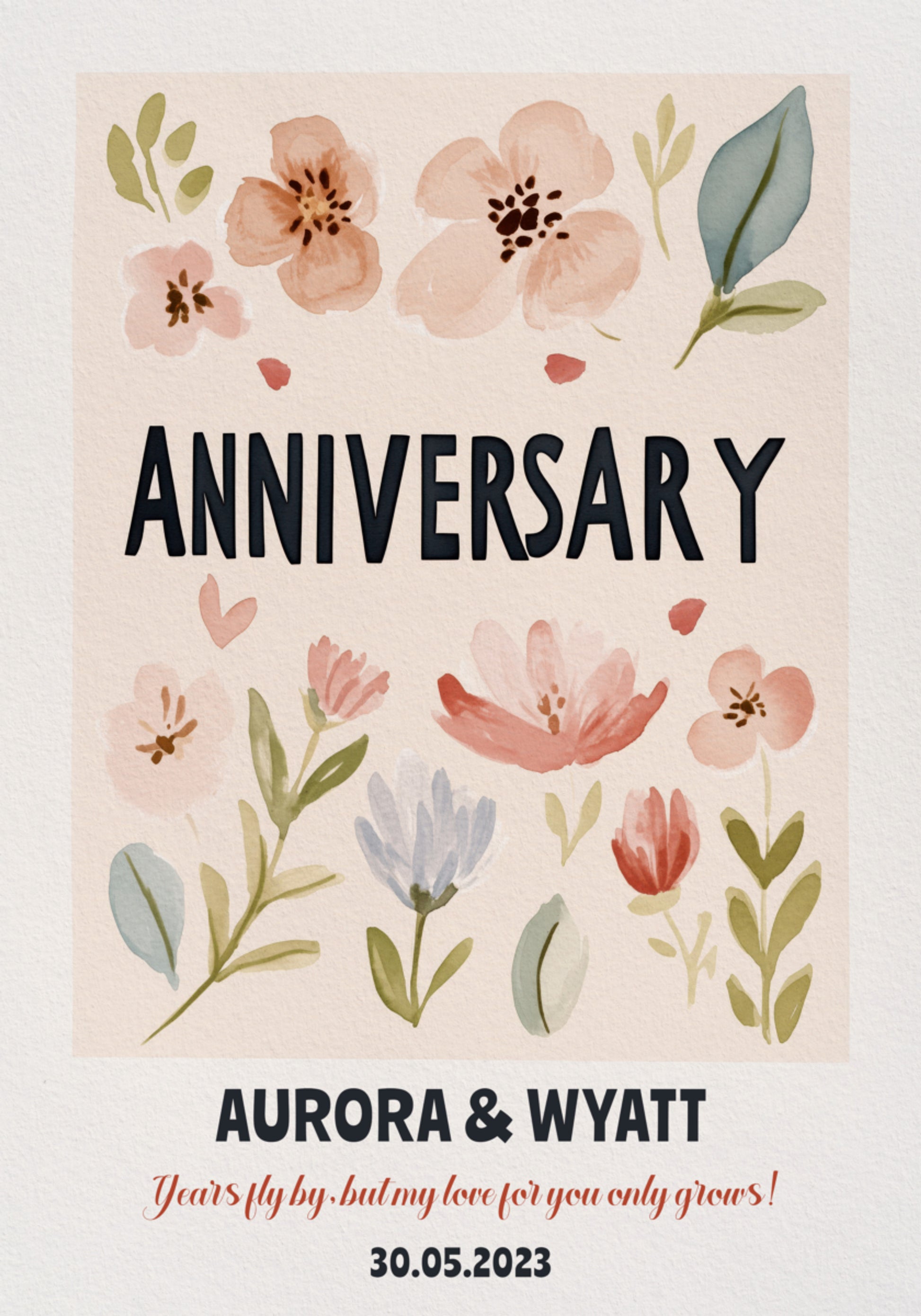 Colorful Floral Anniversary Illustration