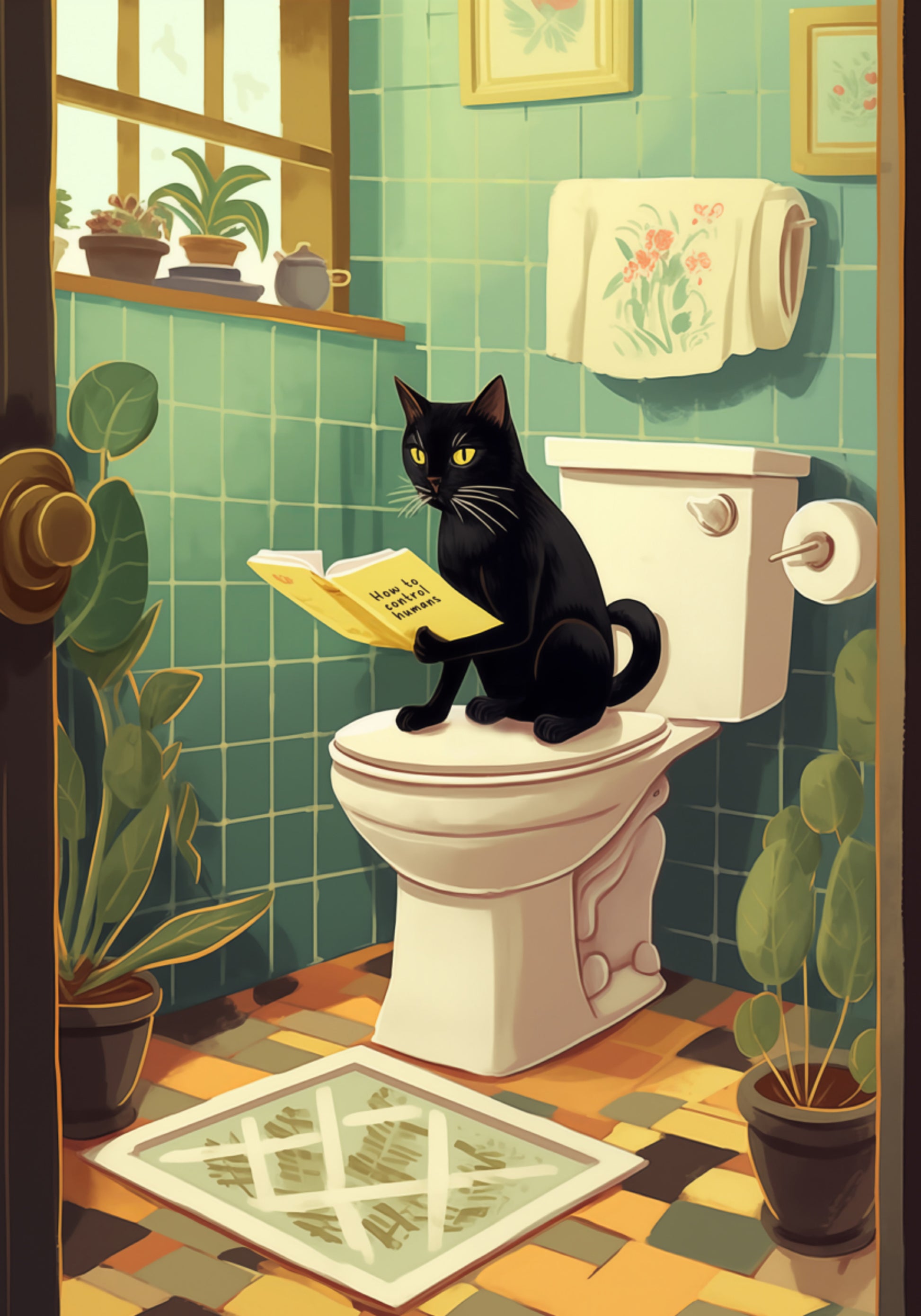 Mischievous Cat's Bathroom Read
