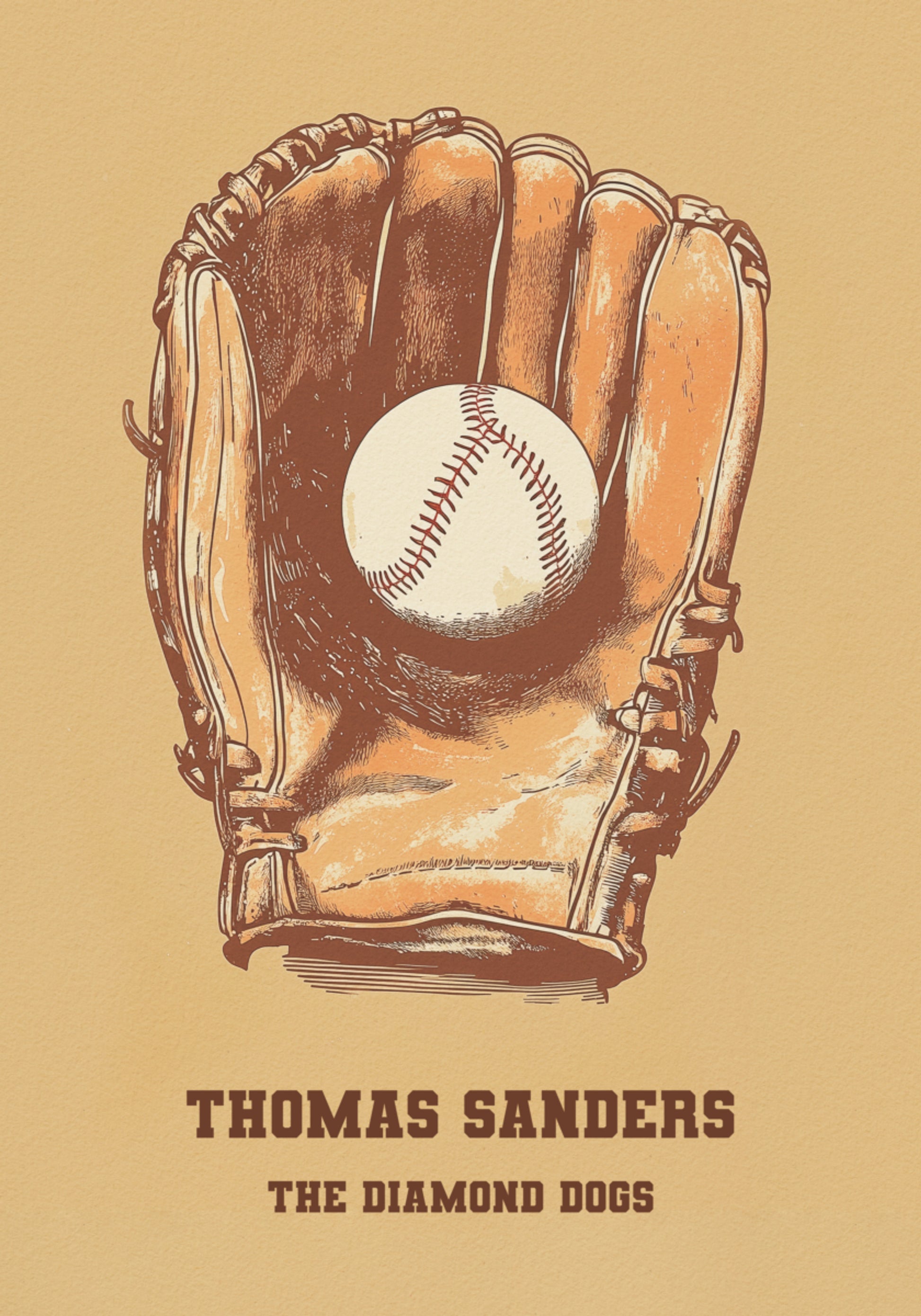 Vintage Baseball Glove and Ball Artwork