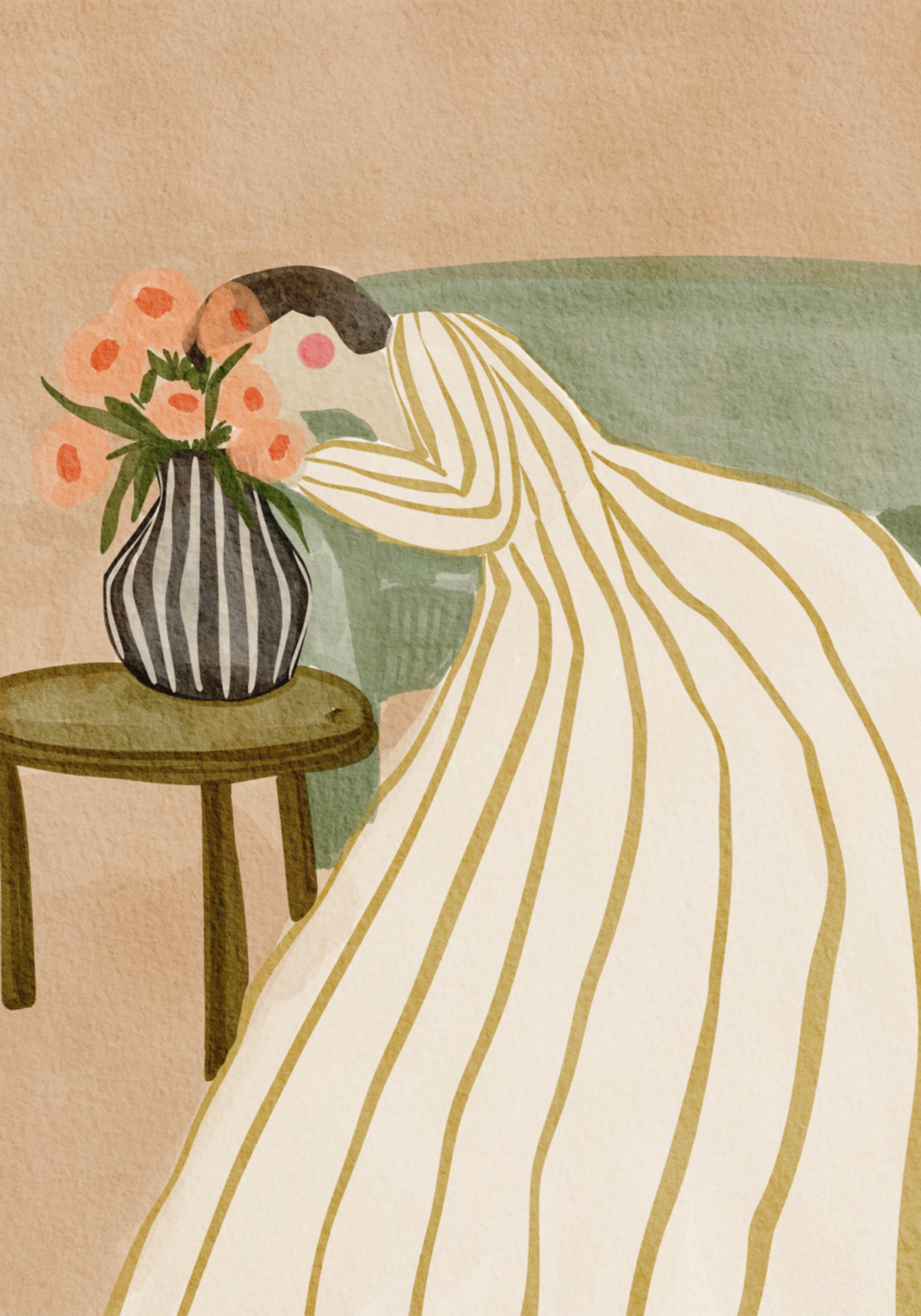 Woman Admiring Flowers