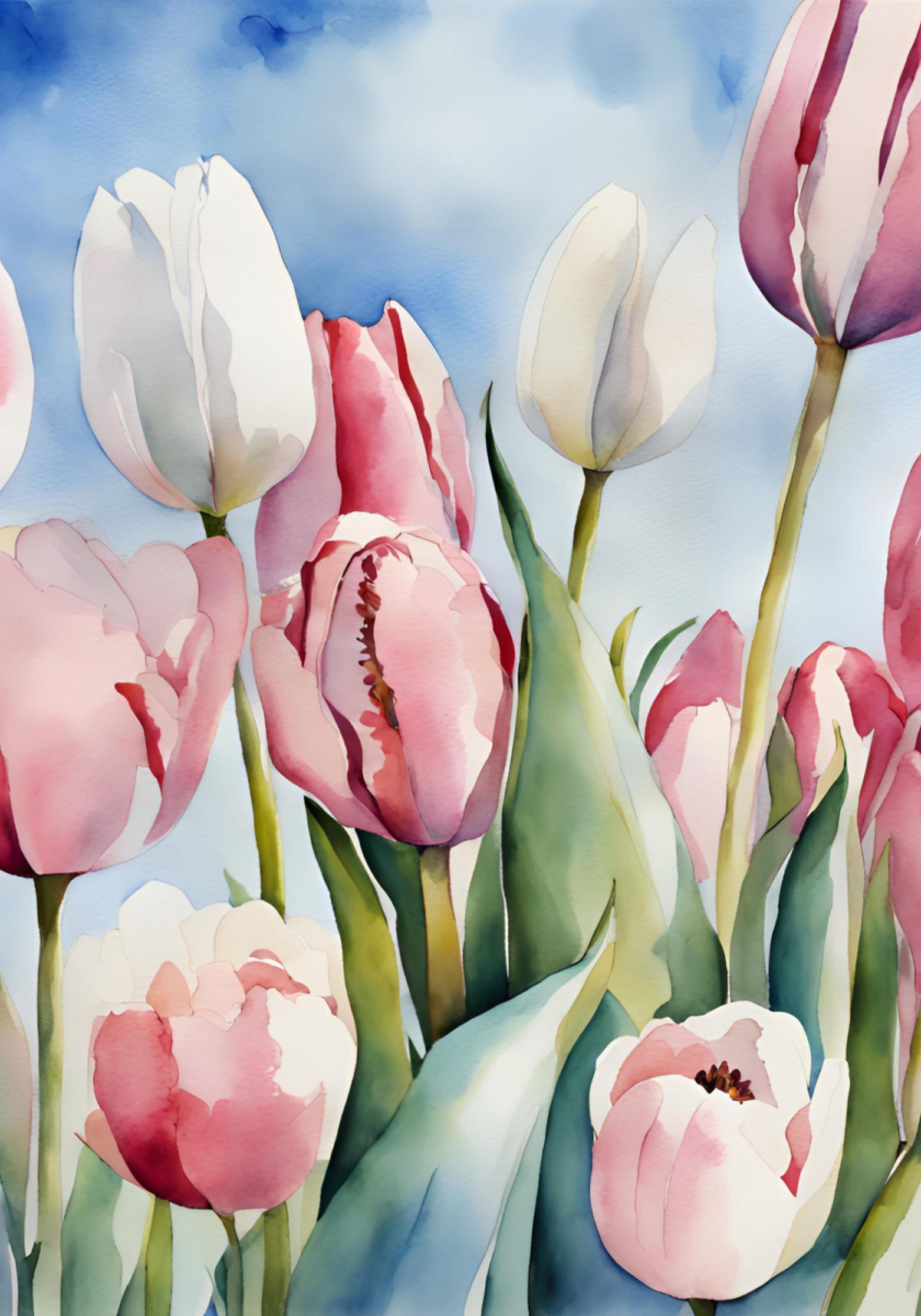 Watercolor Spring Tulips