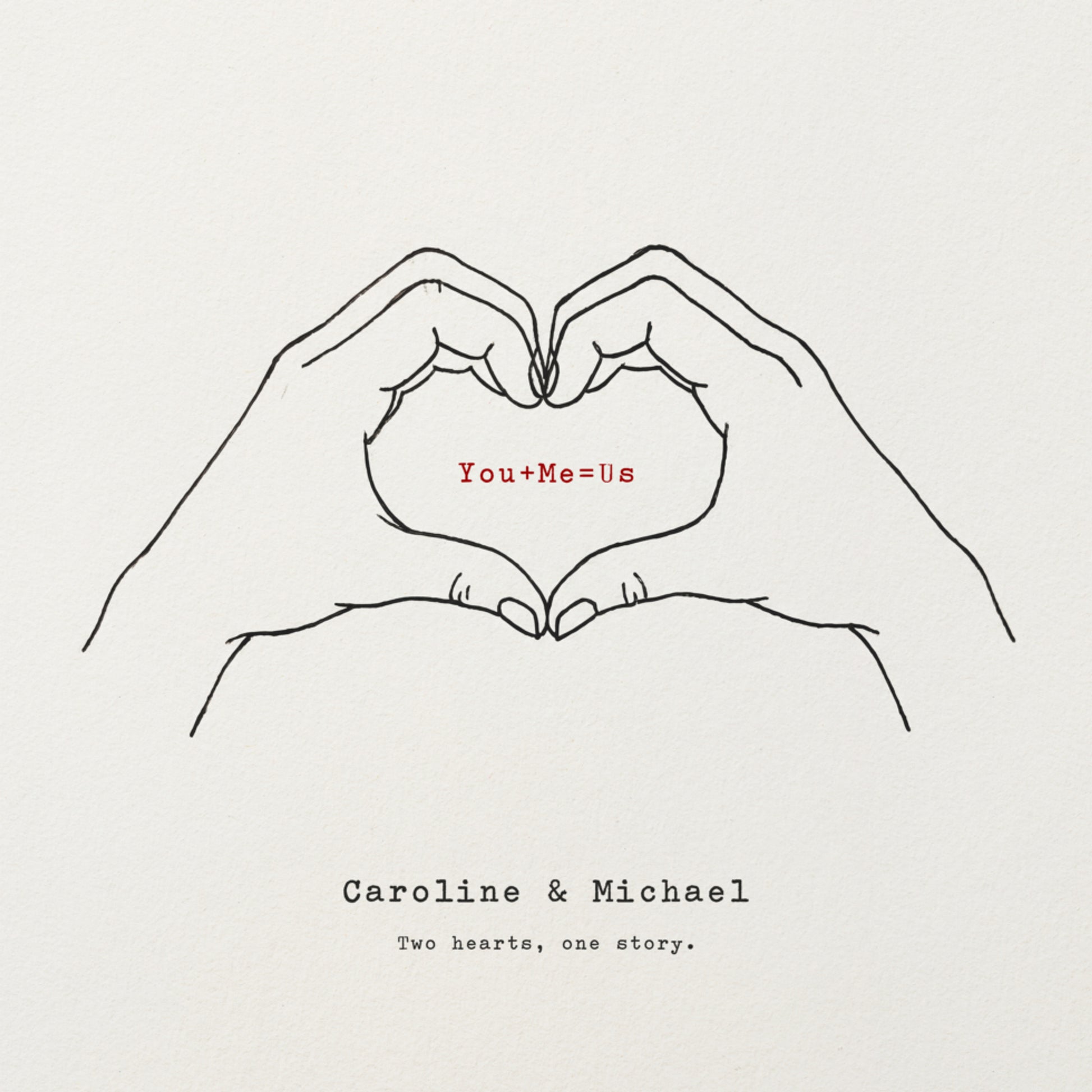 Minimalist Love Hands with You Me Us