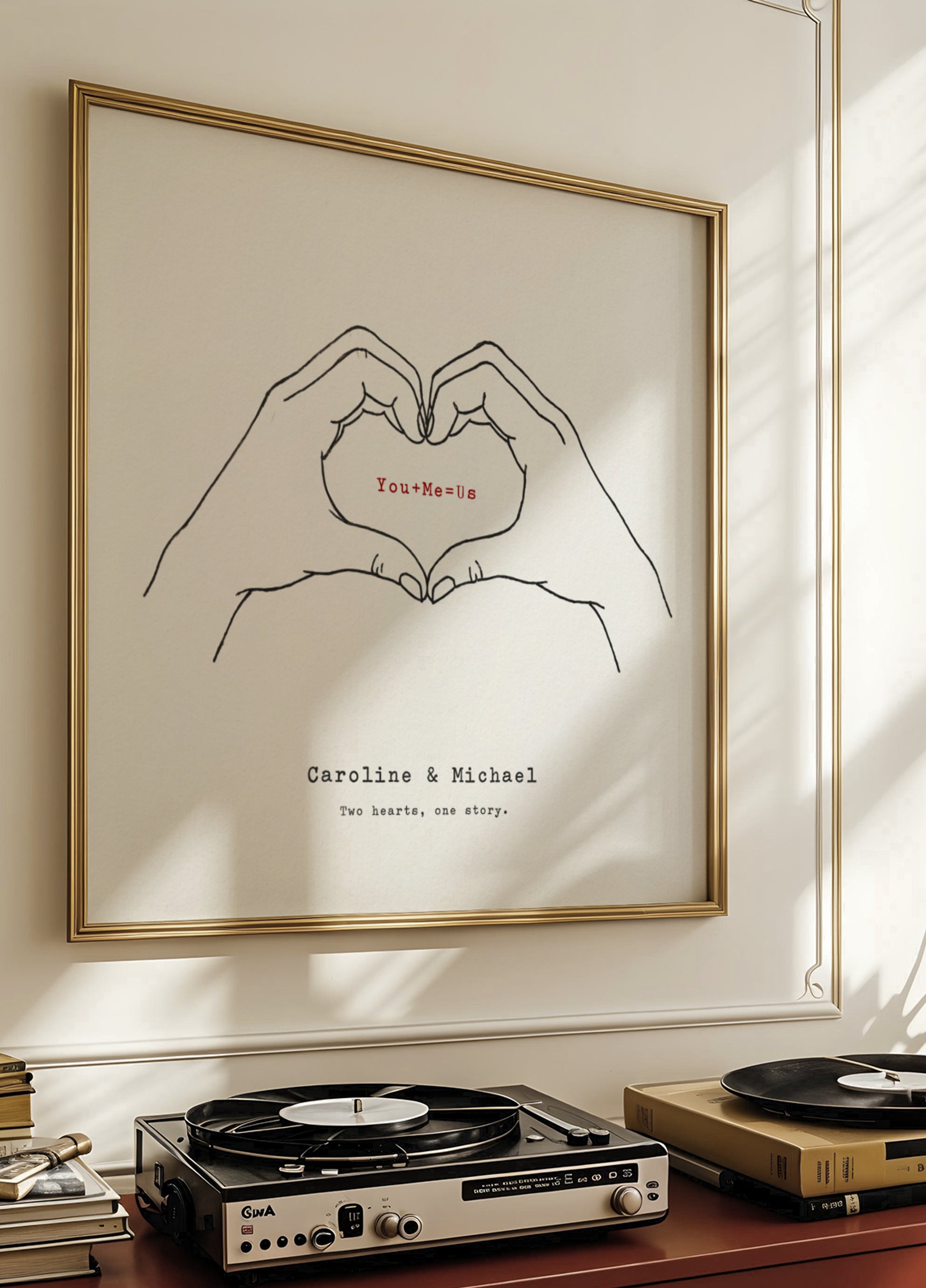 Minimalist Love Hands with You Me Us