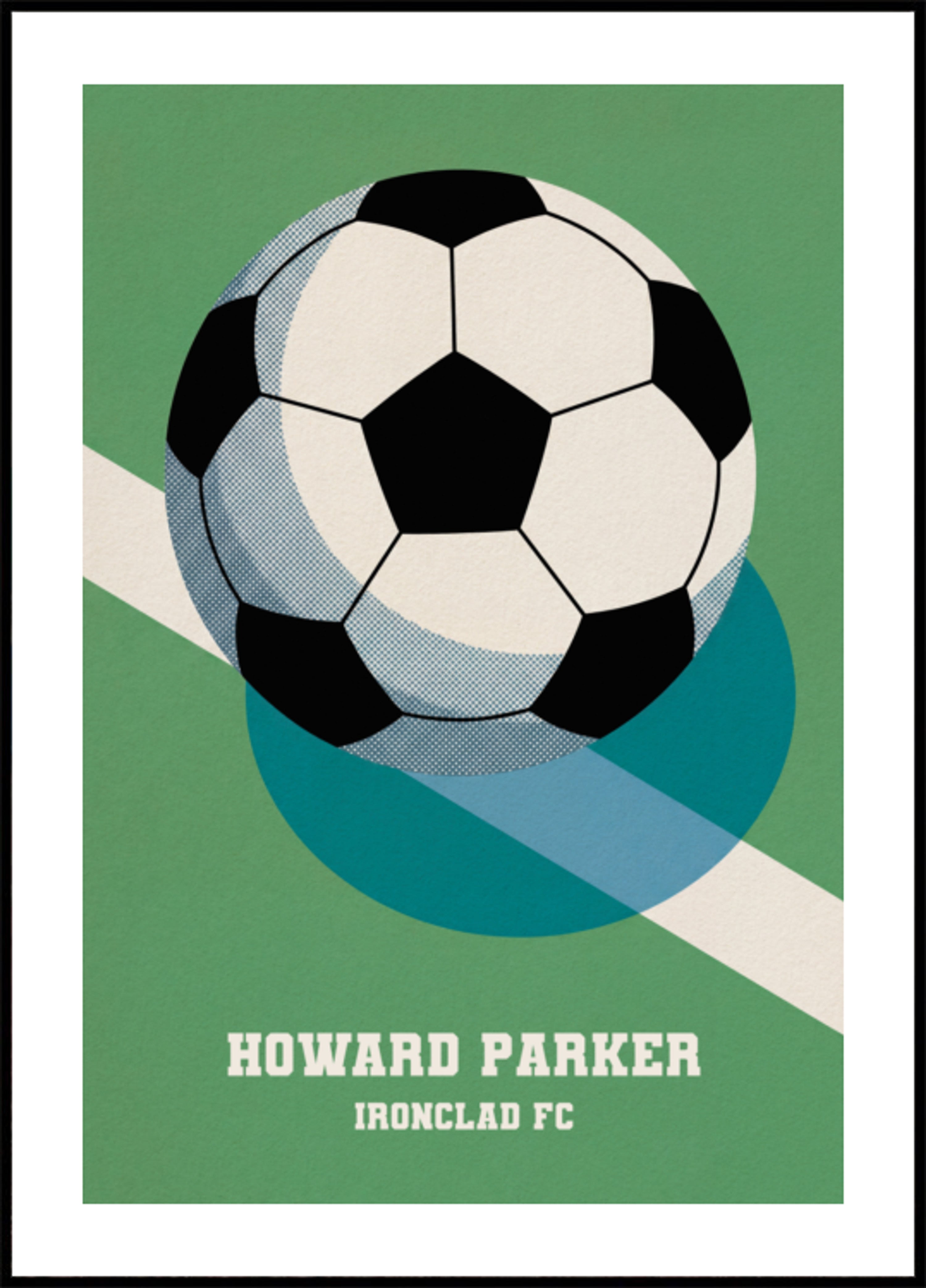 Retro Soccer Poster with Black and White Ball