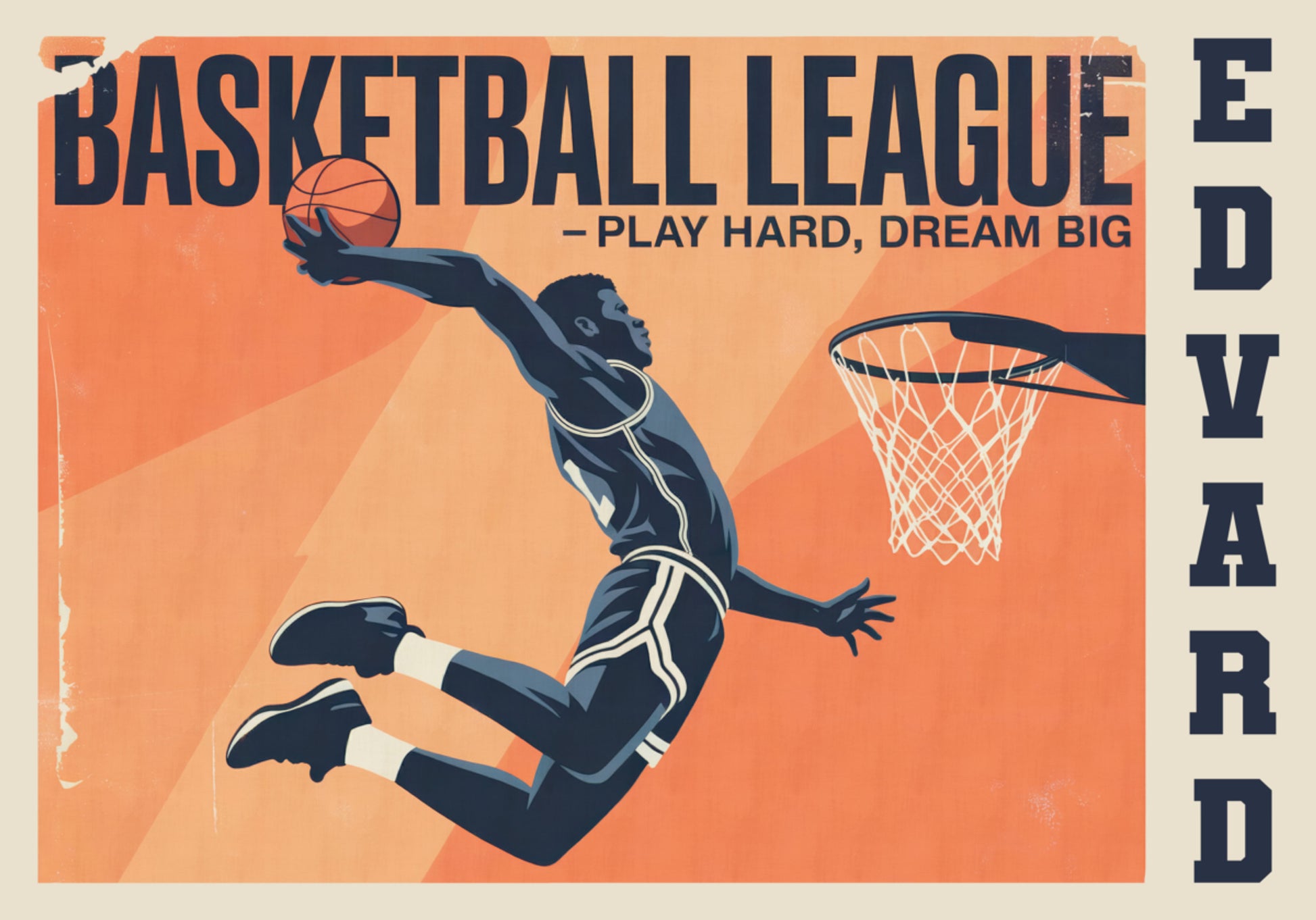 Vintage Basketball League Poster