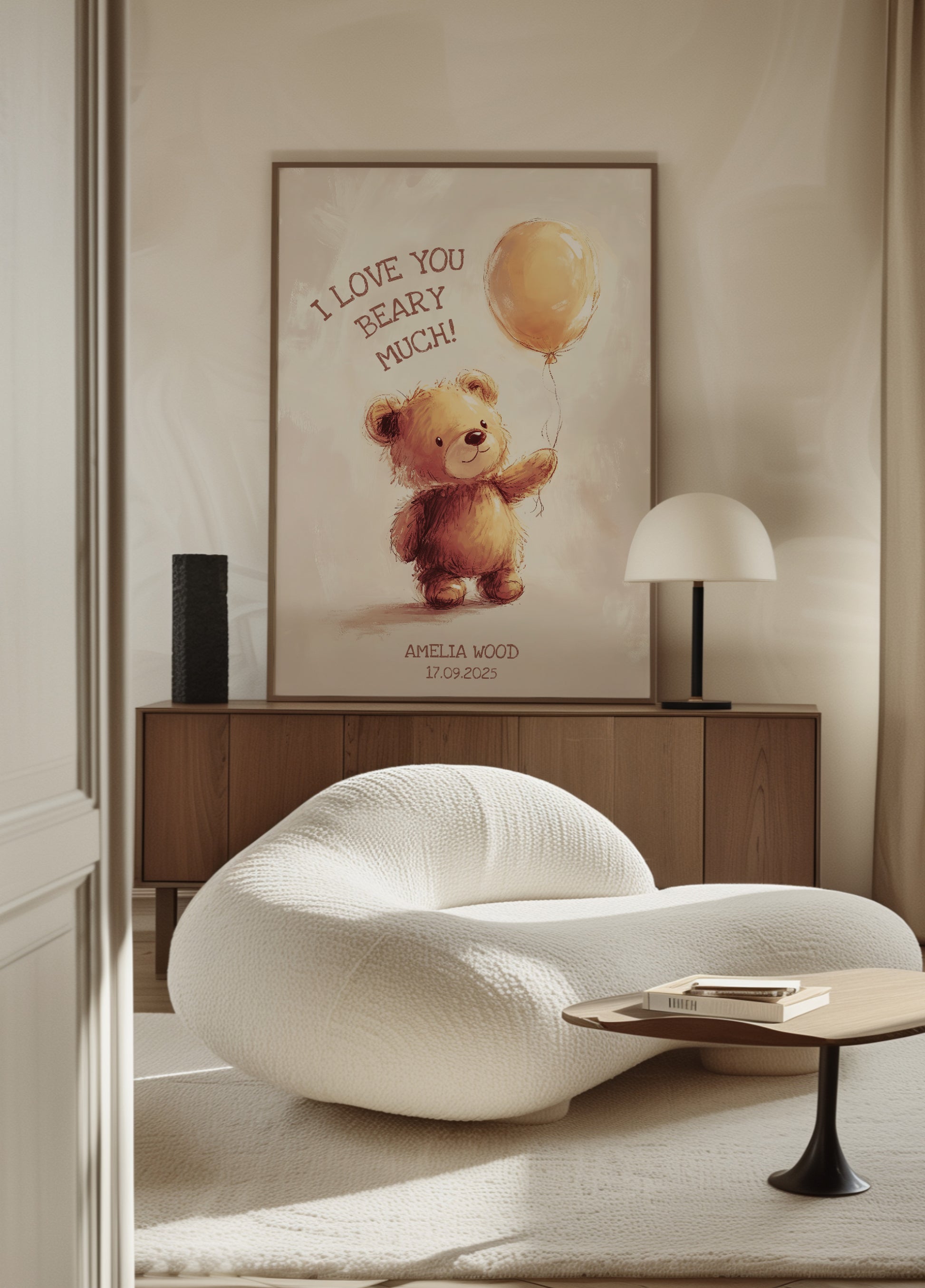 Non-personalized Cute Teddy Bear with Balloon and Love Message