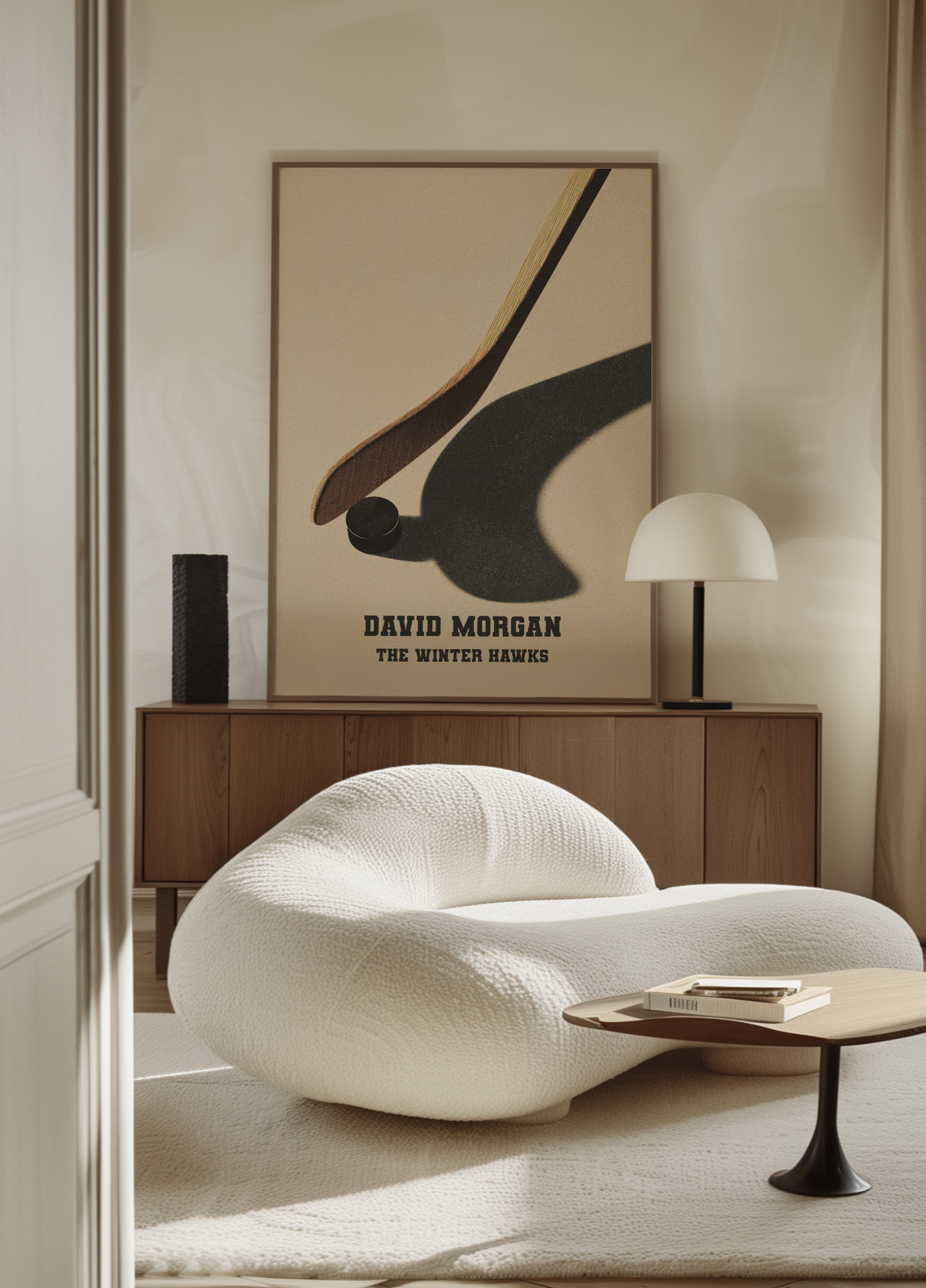Vintage Hockey Stick and Puck Shadow Poster