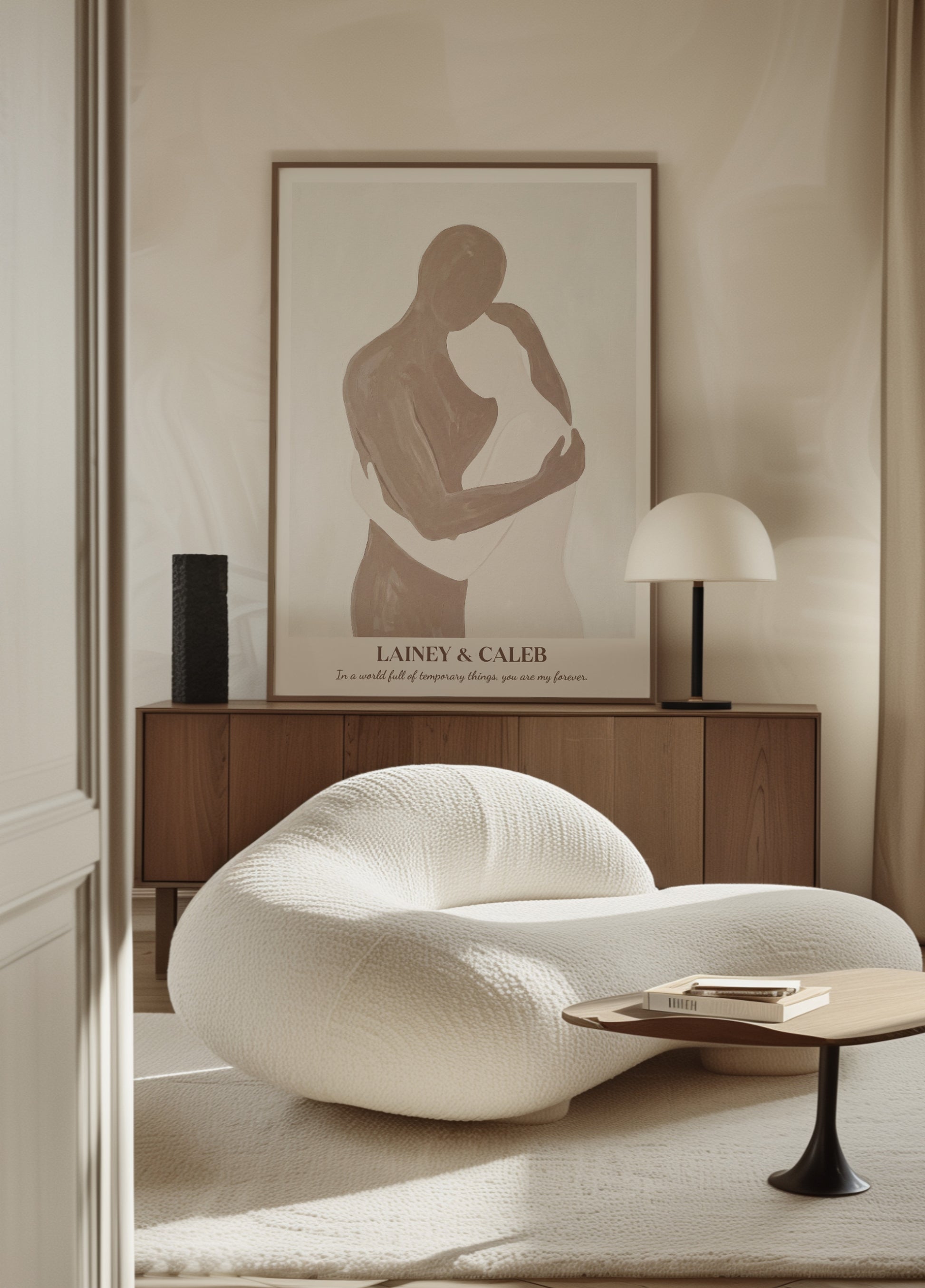 Minimalist Embrace Abstract Couple Silhouette