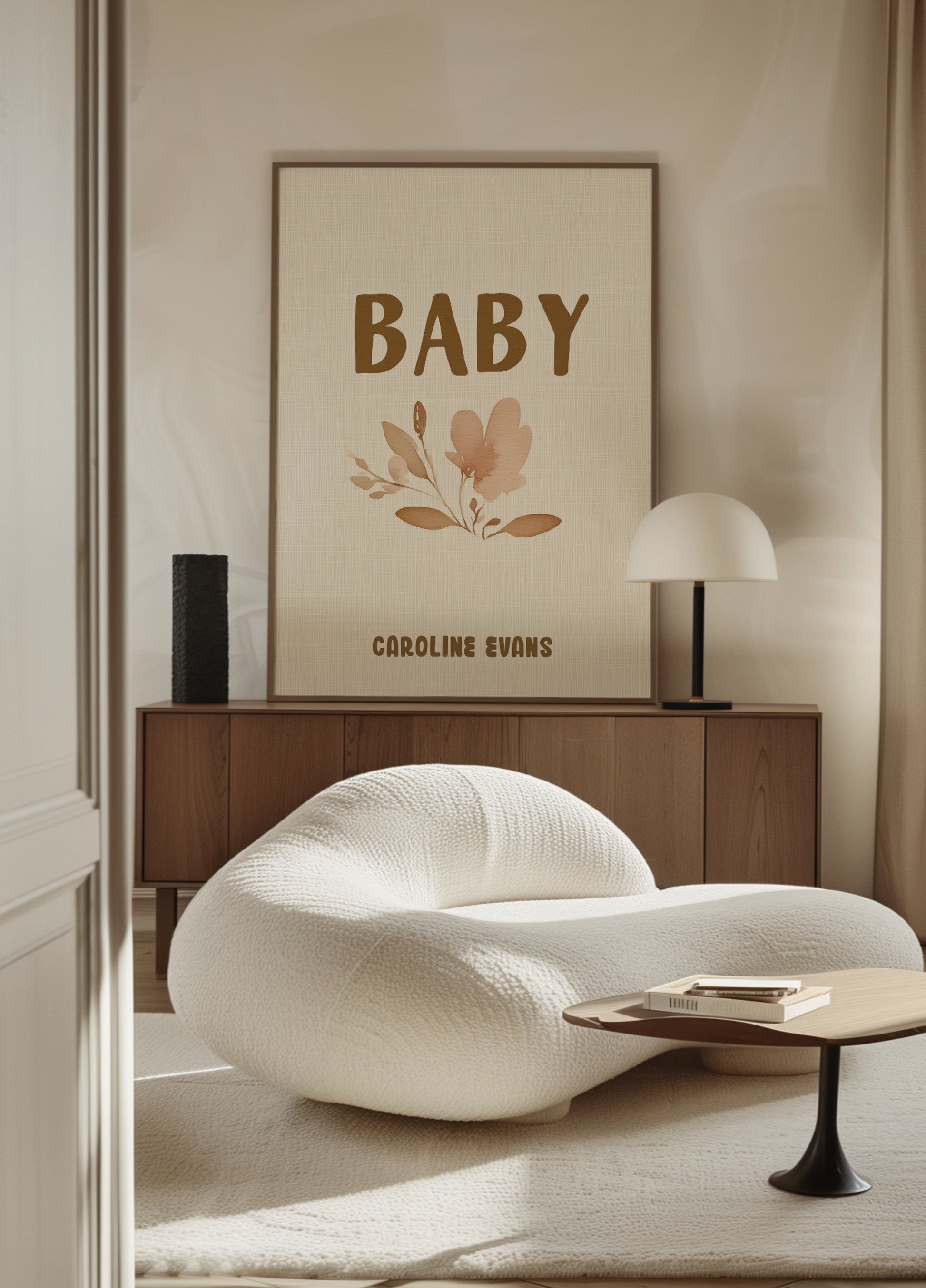 personalized floral baby name wall art
