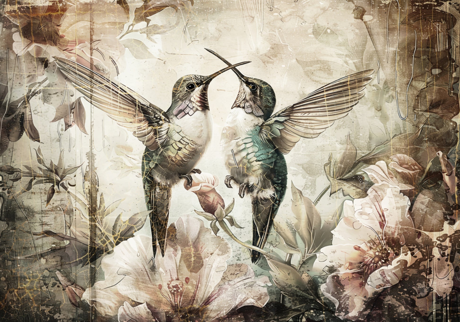 Romantic Hummingbird Embrace