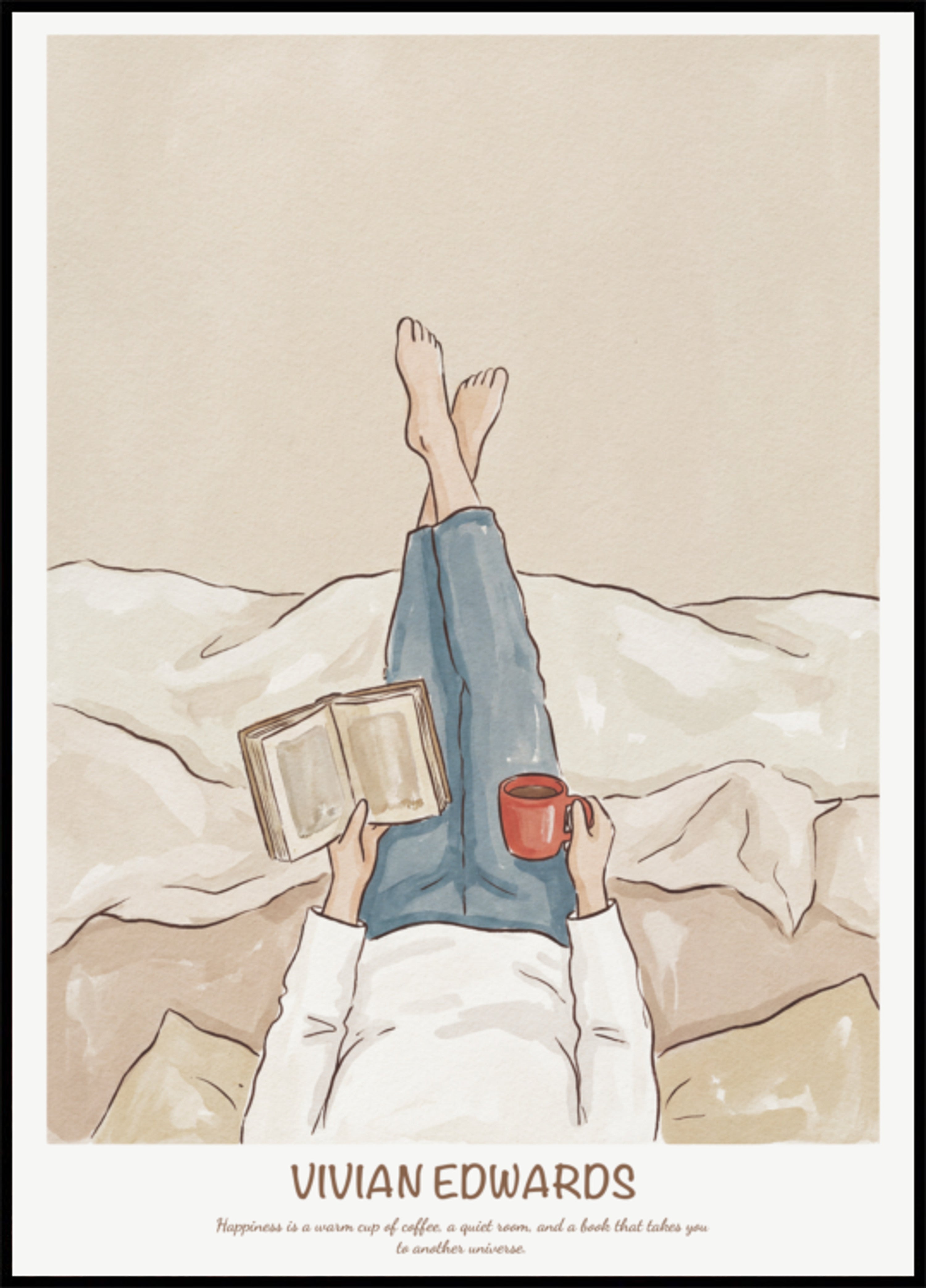 Cozy Reading with Coffee Illustration