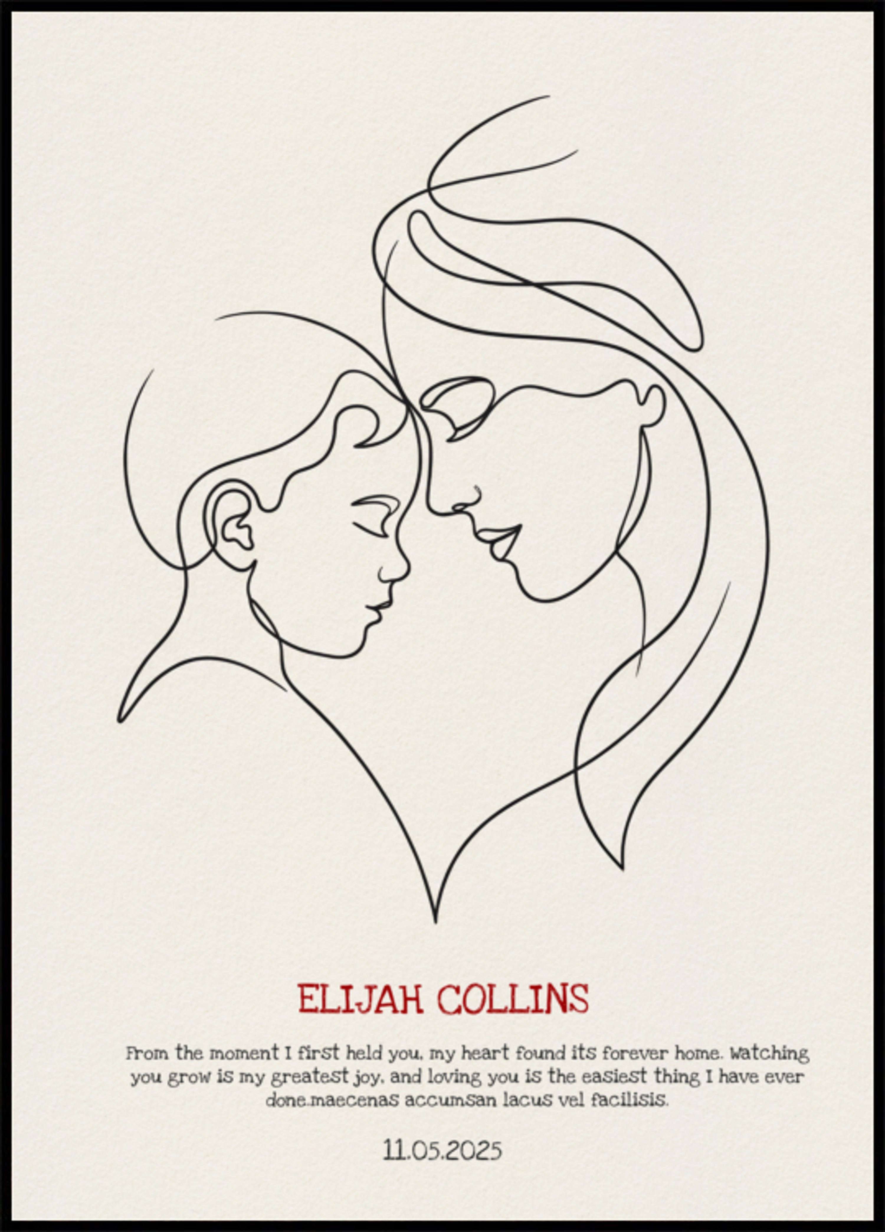 Minimalist Line Art Mother and Child