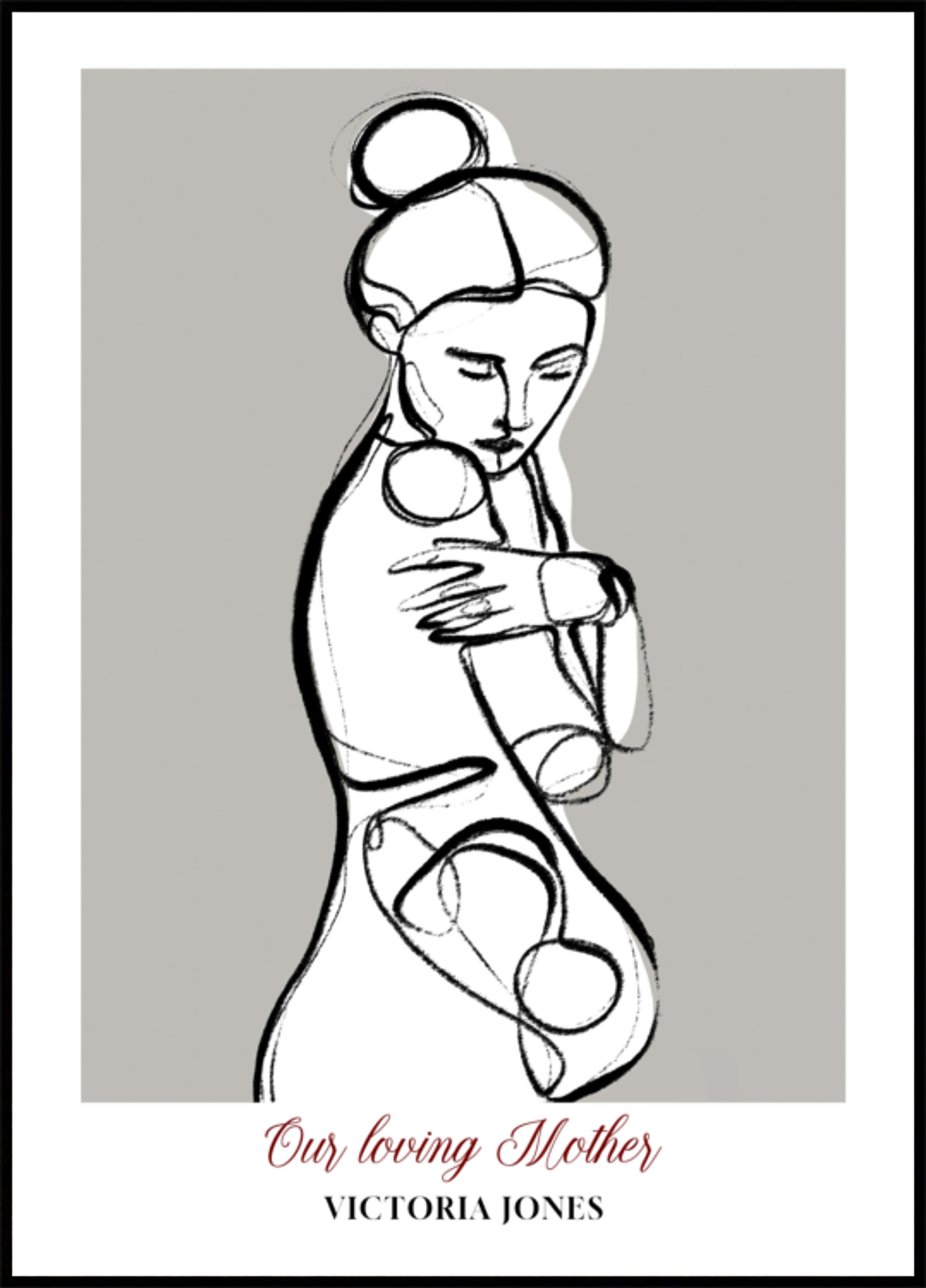 Minimalist Line Art of a Woman Embracing Herself