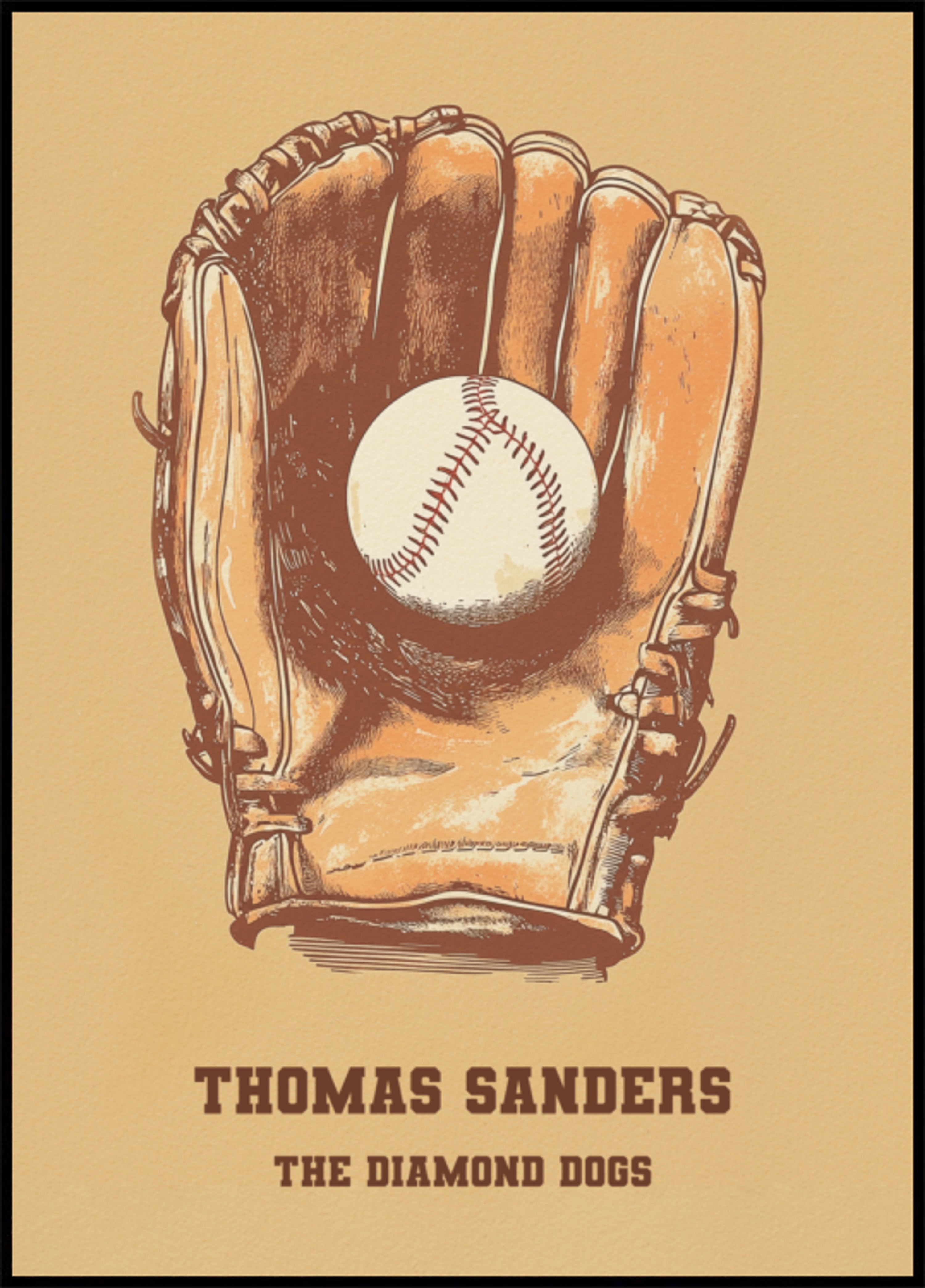 Vintage Baseball Glove and Ball Artwork