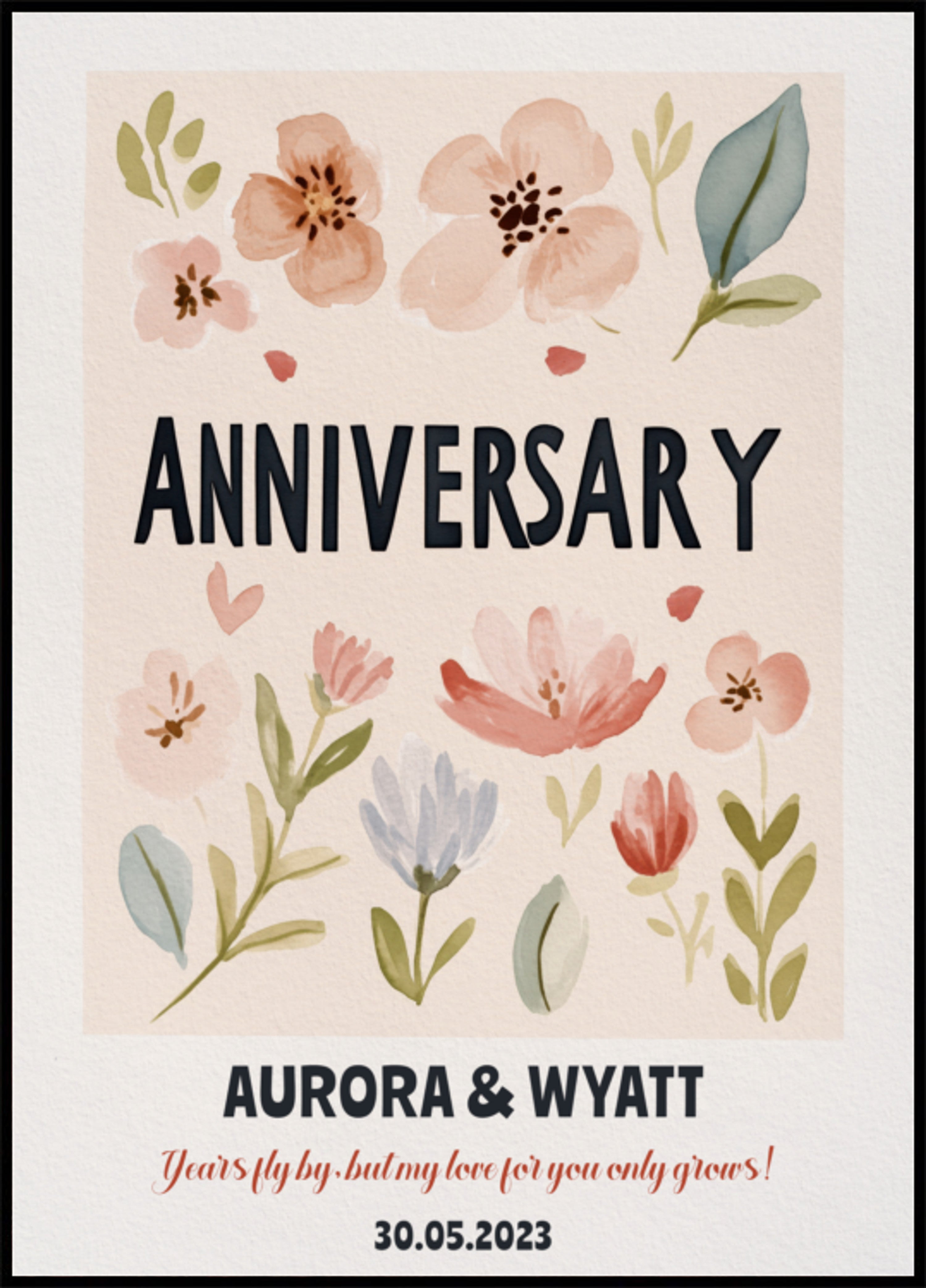 Colorful Floral Anniversary Illustration