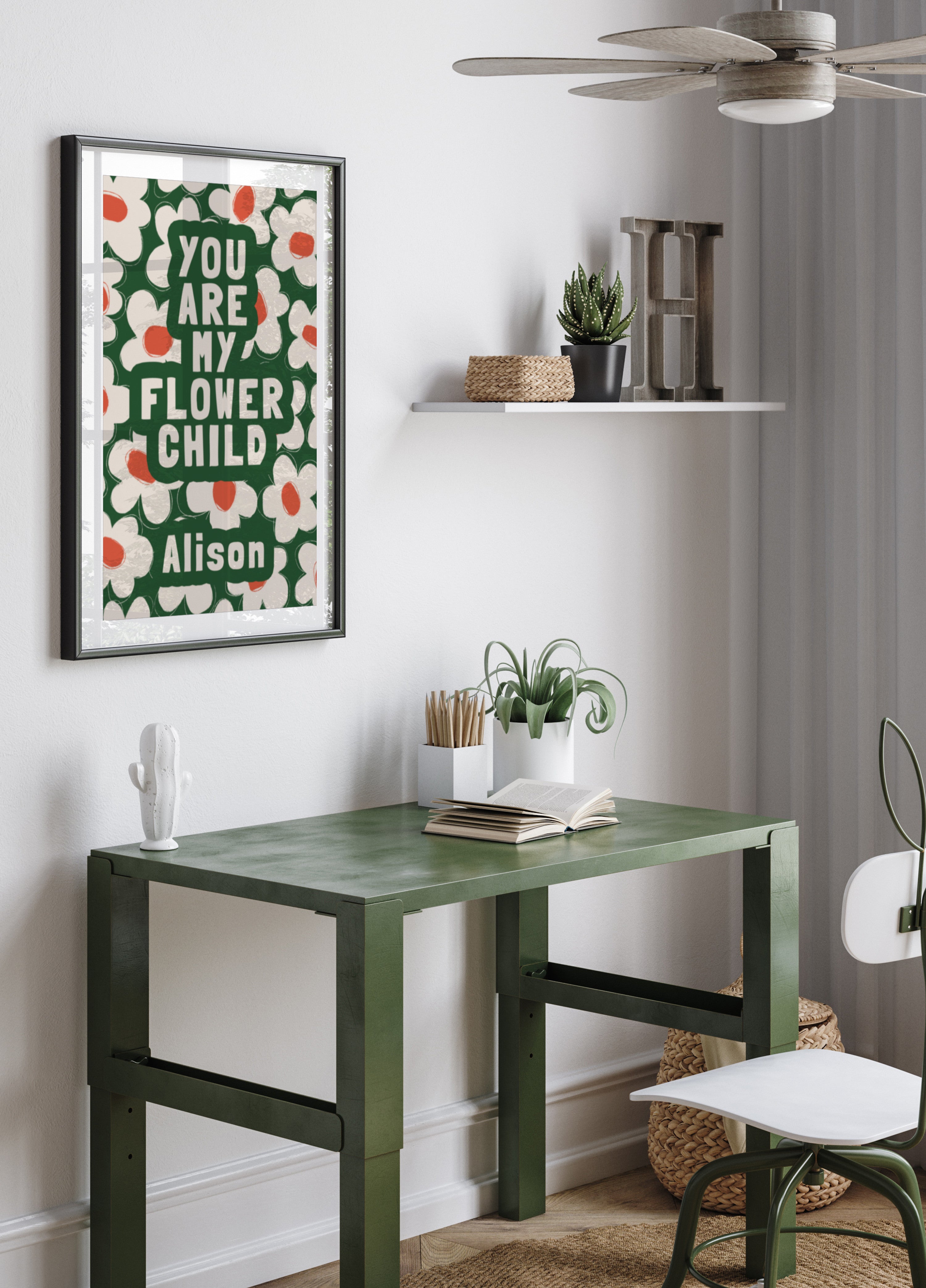 You Are My Flower Child Floral Typography Art