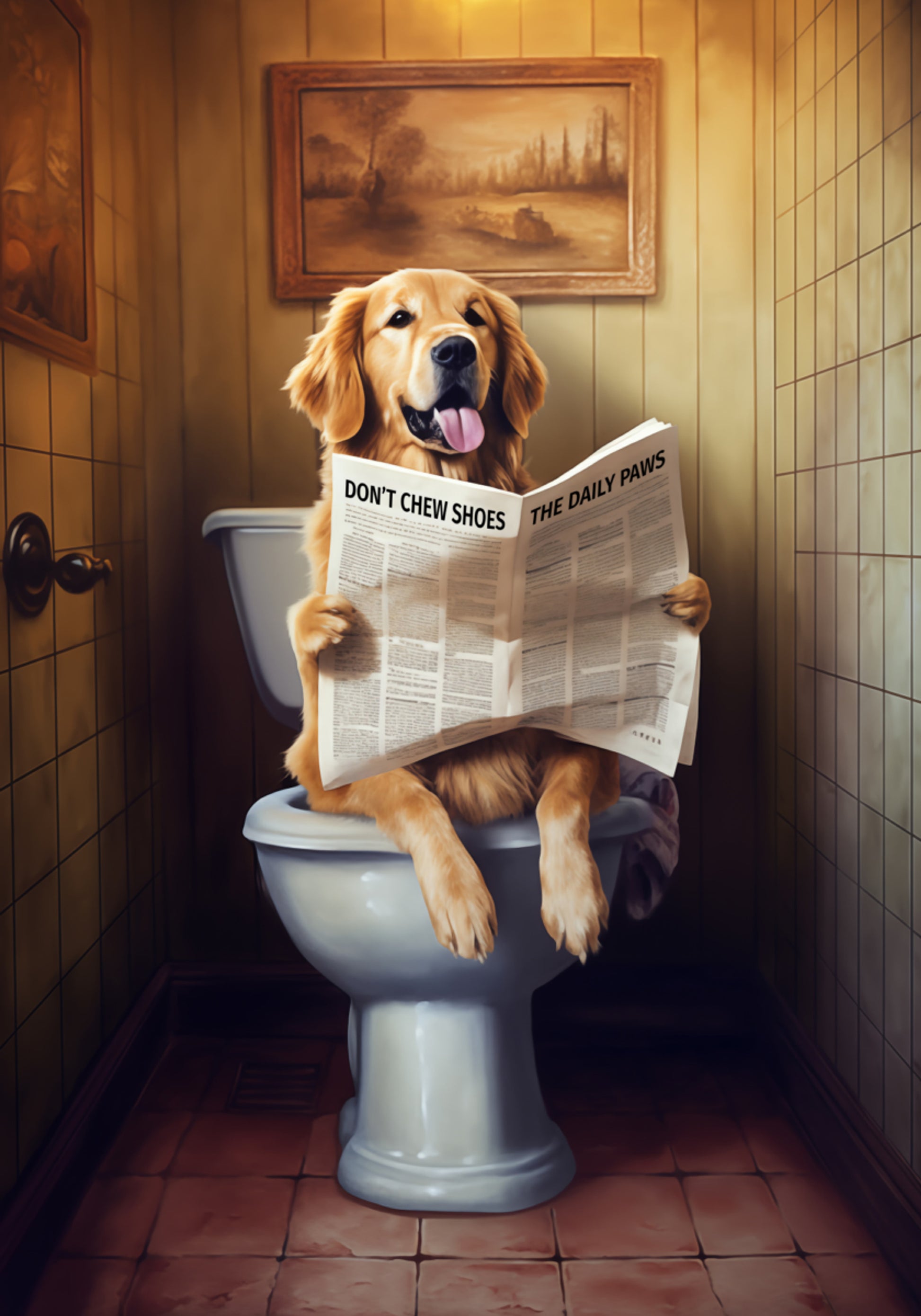 Funny Dog Reading Newspaper